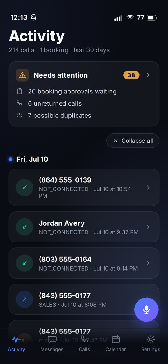 Koda app — Activity feed