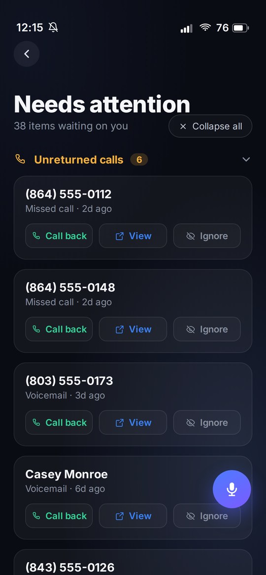 Koda app — Needs attention